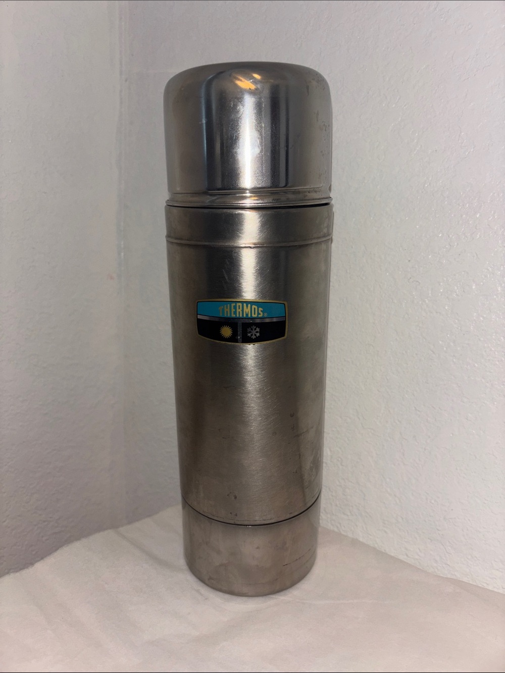 1970s Thermos Stainless Steel Vacuum Bottle Model 2460S Quart size